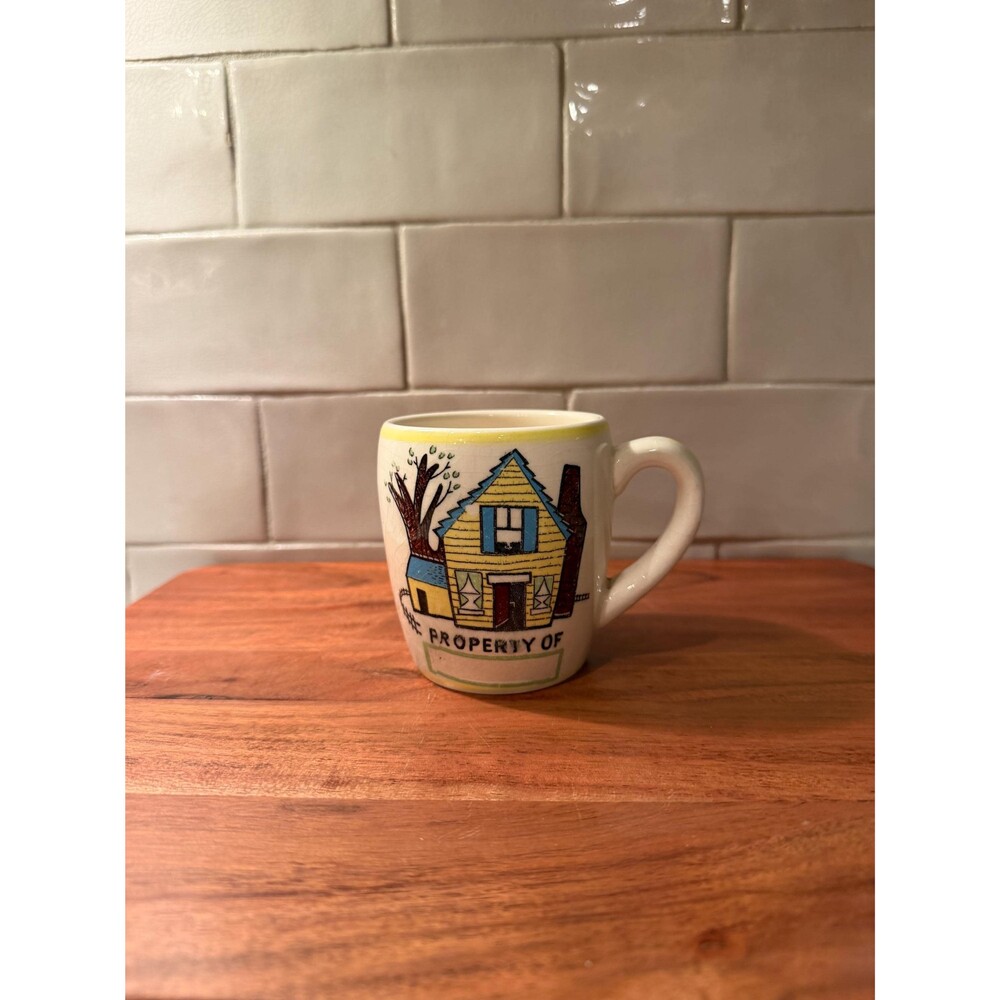 Vintage Property Of Novelty Coffee Mug, Mid Century Japan Ceramic House Cup